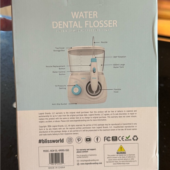 Bliss Aqua Blue Water Dental Flosser never open New - Picture 2 of 6